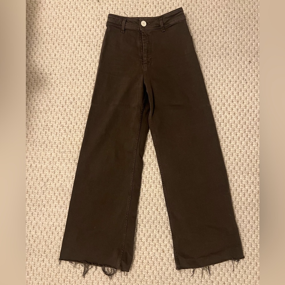 Zara Marine Straight Pant Chocolate Brown Size 4